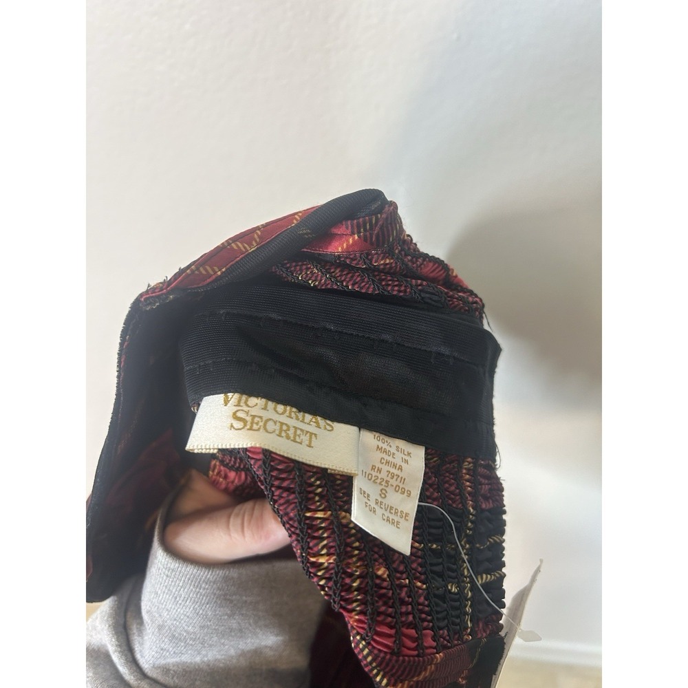 NWT Victoria Secert Gold Label Silk Plaid Strapless Corset Small Velvet VTG - Picture 6 of 6
